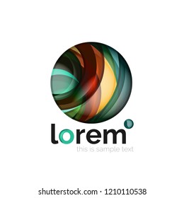 Logo geométrico abstracto creado con formas lisas superpuestas, icono de negocio vectorial