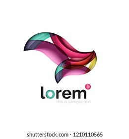 Abstract geometric logo created with overlapping smooth shapes, vector business icon
