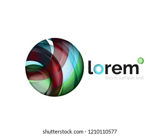 Abstract geometric logo created with overlapping smooth shapes, vector business icon