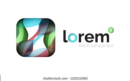 Abstract geometric logo created with overlapping smooth shapes, vector business icon