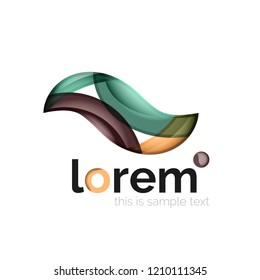 Abstract geometric logo created with overlapping smooth shapes, vector business icon