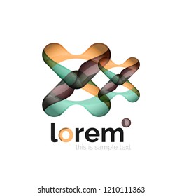 Abstract geometric logo created with overlapping smooth shapes, vector business icon