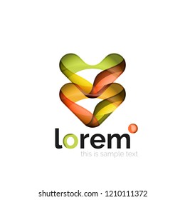 Abstract geometric logo created with overlapping smooth shapes, vector business icon