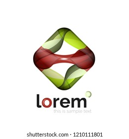 Abstract geometric logo created with overlapping smooth shapes, vector business icon