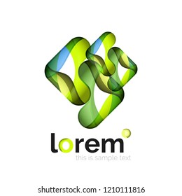 Abstract geometric logo created with overlapping smooth shapes, vector business icon