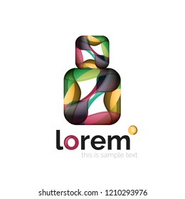 Logo geométrico abstracto creado con formas lisas superpuestas, icono de negocio vectorial