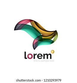 Abstract geometric logo created with overlapping smooth shapes, vector business icon