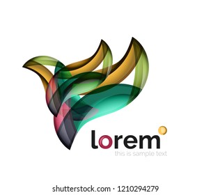 Abstract geometric logo created with overlapping smooth shapes, vector business icon