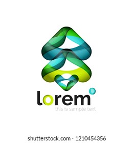 Abstract geometric logo created with overlapping smooth shapes, vector business icon