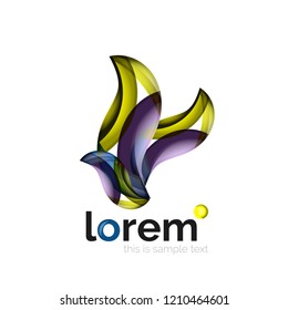 Abstract geometric logo created with overlapping smooth shapes, vector business icon