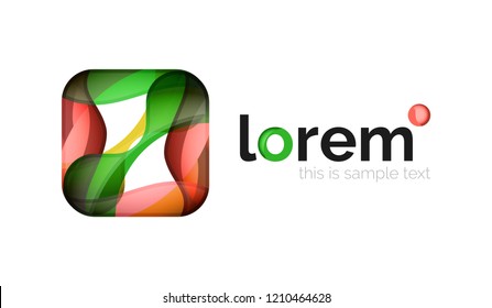 Abstraktes geometrisches Logo mit überlappenden, glatten Formen, Vektorsymbol