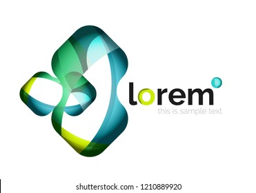 Abstract geometric logo created with overlapping smooth shapes, vector business icon