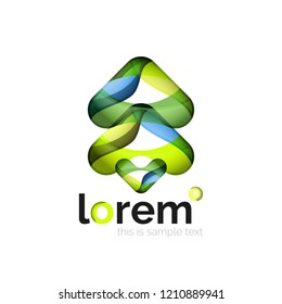 Abstract geometric logo created with overlapping smooth shapes, vector business icon