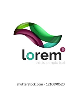 Abstract geometric logo created with overlapping smooth shapes, vector business icon