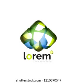 Abstract geometric logo created with overlapping smooth shapes, vector business icon