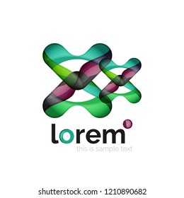 Abstract geometric logo created with overlapping smooth shapes, vector business icon