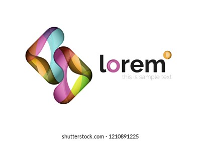 Abstract geometric logo created with overlapping smooth shapes, vector business icon