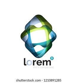 Abstract geometric logo created with overlapping smooth shapes, vector business icon