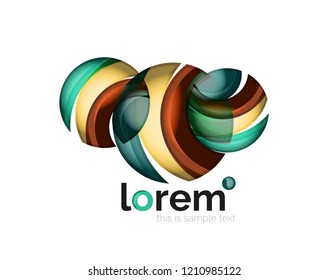 Abstract geometric logo created with overlapping smooth shapes, vector business icon