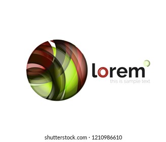 Logo geométrico abstracto creado con formas lisas superpuestas, icono de negocio vectorial