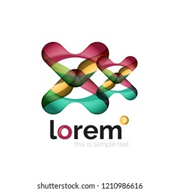Logo geométrico abstracto creado con formas lisas superpuestas, icono de negocio vectorial
