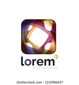 Abstract geometric logo created with overlapping smooth shapes, vector business icon