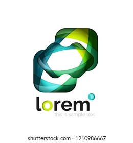 Abstract geometric logo created with overlapping smooth shapes, vector business icon