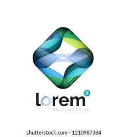 Abstract geometric logo created with overlapping smooth shapes, vector business icon
