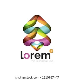 Abstract geometric logo created with overlapping smooth shapes, vector business icon