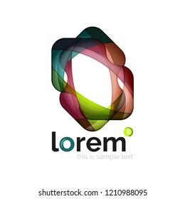 Logo geométrico abstracto creado con formas lisas superpuestas, icono de negocio vectorial