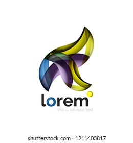 Abstract geometric logo created with overlapping smooth shapes, vector business icon