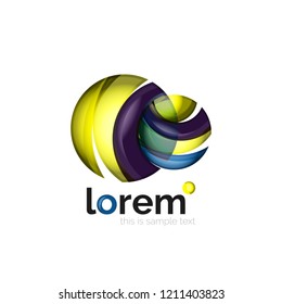 Logo geométrico abstracto creado con formas lisas superpuestas, icono de negocio vectorial