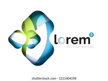 Abstract geometric logo created with overlapping smooth shapes, vector business icon