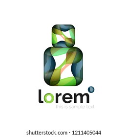 Abstraktes geometrisches Logo mit überlappenden, glatten Formen, Vektorsymbol