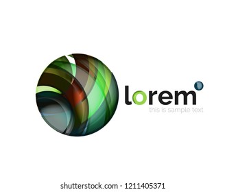 Abstract geometric logo created with overlapping smooth shapes, vector business icon