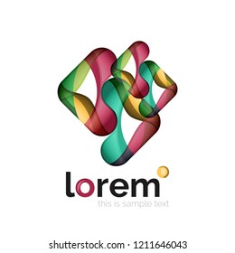 Abstract geometric logo created with overlapping smooth shapes, vector business icon