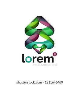 Logo geométrico abstracto creado con formas lisas superpuestas, icono de negocio vectorial