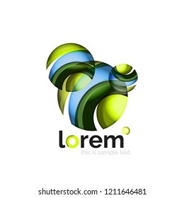 Abstract geometric logo created with overlapping smooth shapes, vector business icon