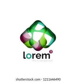 Abstract geometric logo created with overlapping smooth shapes, vector business icon