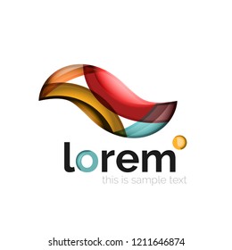 Abstract geometric logo created with overlapping smooth shapes, vector business icon