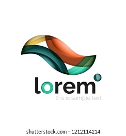Abstract geometric logo created with overlapping smooth shapes, vector business icon