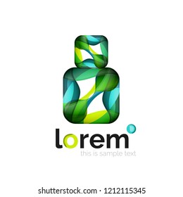 Logo geométrico abstracto creado con formas lisas superpuestas, icono de negocio vectorial
