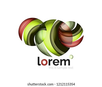 Logo geométrico abstracto creado con formas lisas superpuestas, icono de negocio vectorial