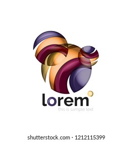 Logotipo geométrico abstrato criado com formas suaves sobrepostas, ícone de negócios vetorial