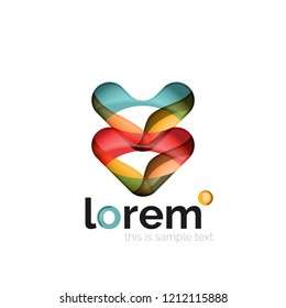 Abstract geometric logo created with overlapping smooth shapes, vector business icon