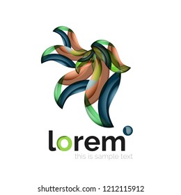 Abstract geometric logo created with overlapping smooth shapes, vector business icon