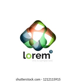 Logo geométrico abstracto creado con formas lisas superpuestas, icono de negocio vectorial