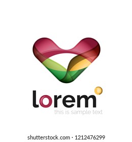 Logo geométrico abstracto creado con formas lisas superpuestas, icono de negocio vectorial