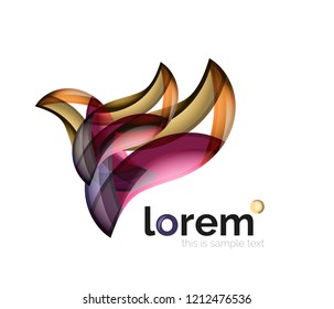 Logo geométrico abstracto creado con formas lisas superpuestas, icono de negocio vectorial