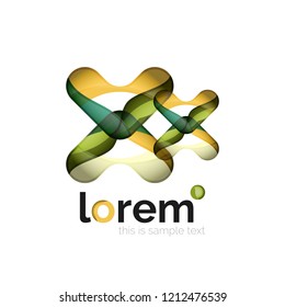 Abstract geometric logo created with overlapping smooth shapes, vector business icon